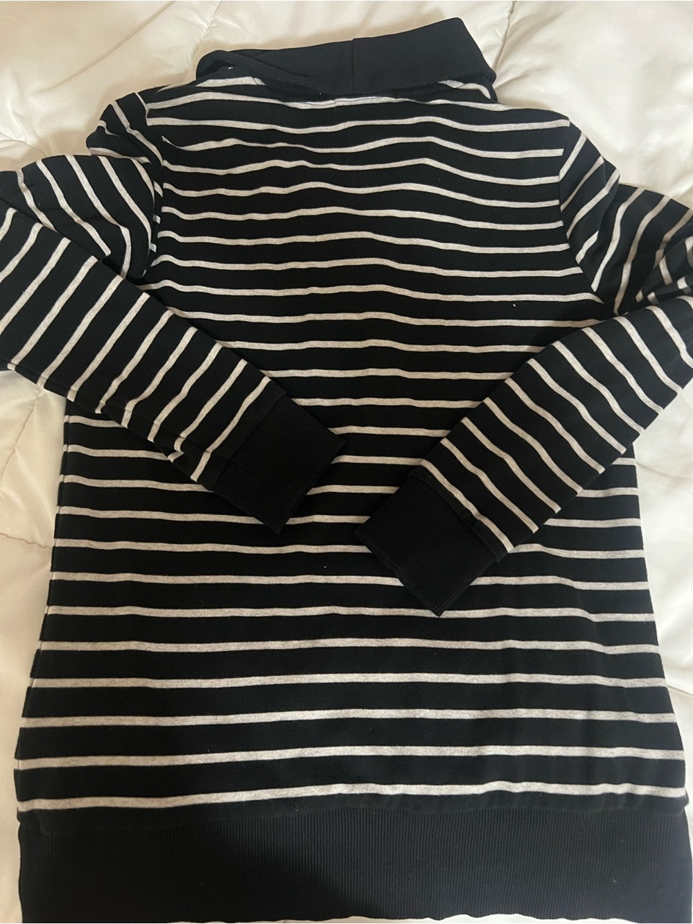 Banana Republic Black & gray Striped Shawl Collar Women's Sweatshirt - Picture 7 of 8